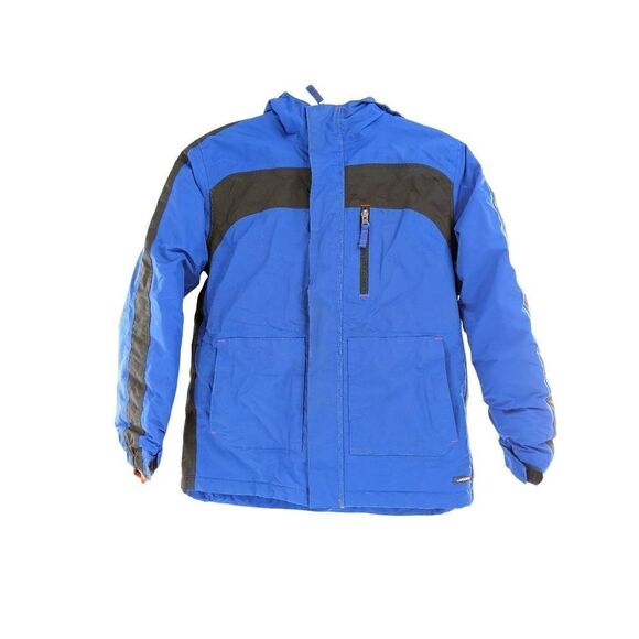 Lands’ End Boy Cobalt Blue Hooded Long Sleeve Parka Coat Size Medium - Picture 1 of 8